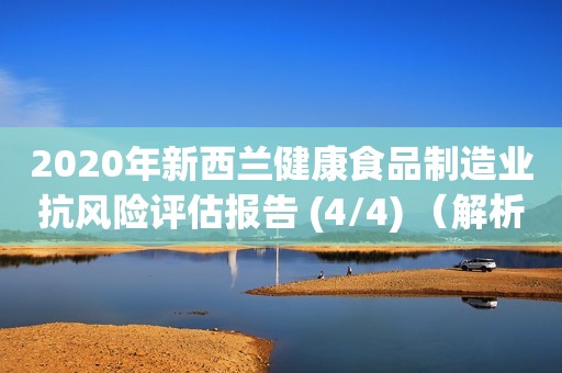 2020年新西兰健康食品制造业抗风险评估报告 (4/4) （解析篇）