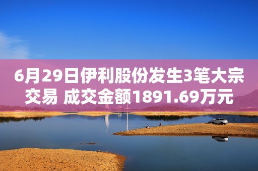 6月29日伊利股份发生3笔大宗交易 成交金额1891.69万元