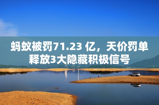 蚂蚁被罚71.23 亿，天价罚单释放3大隐藏积极信号