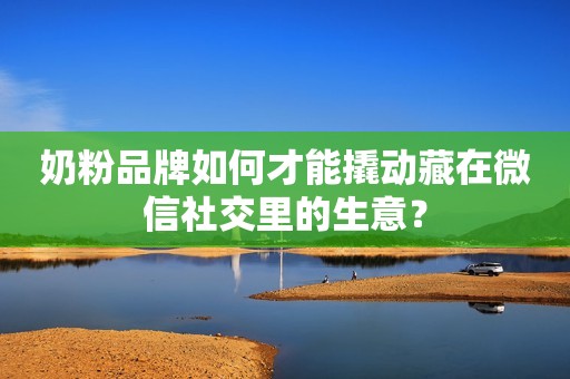 奶粉品牌如何才能撬动藏在微信社交里的生意？