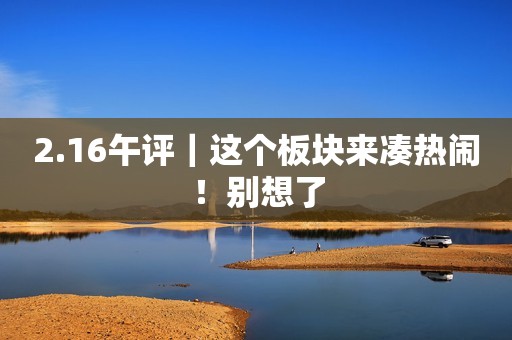 2.16午评｜这个板块来凑热闹！别想了