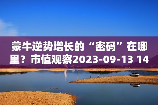 蒙牛逆势增长的“密码”在哪里？市值观察2023-09-13 14:31湖南