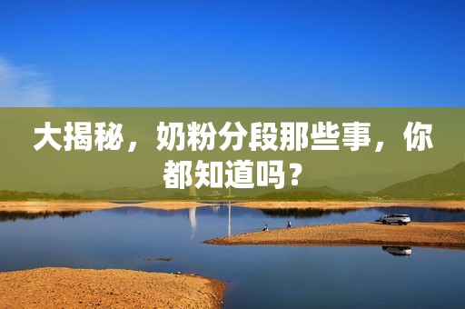 大揭秘，奶粉分段那些事，你都知道吗？